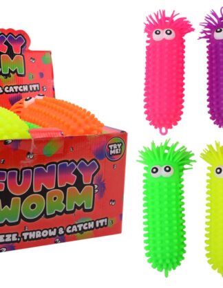 JOHNTOY Fluffy worm with big eyes 28 cm, 3 asst.